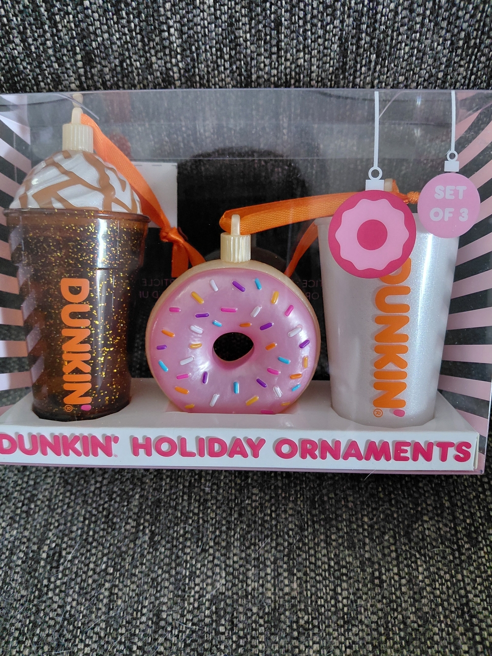 Dunkin' Pink Donut & Cup Holiday Ornament Set